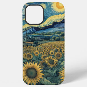 Sunflower Meadow in the Starry Night iPhone 12 Pro Max Case