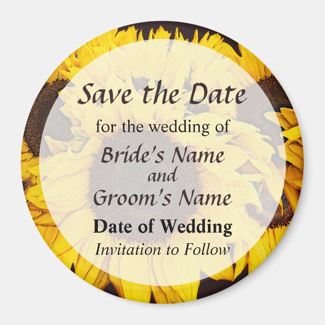 Sunflower Medallion Save the Date Magnet (Front)