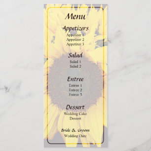 Sunflower Medallion Wedding Menu