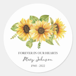 Sunflower Memorial Funeral Classic Round Sticker