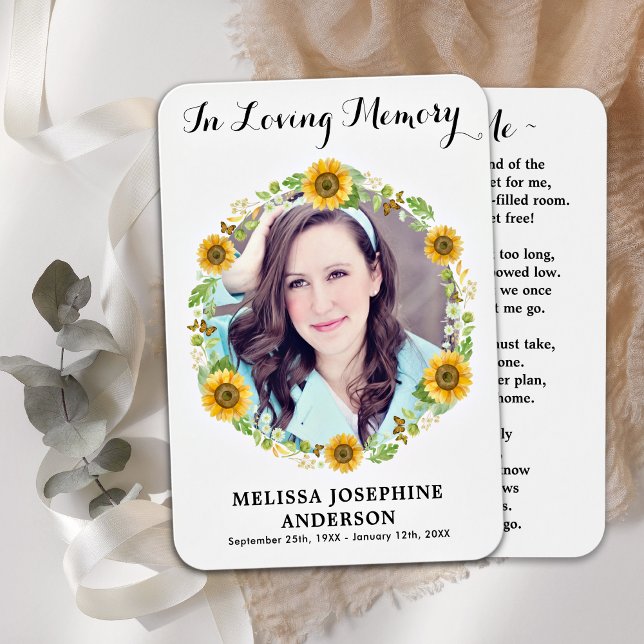 Sunflower Memorial Photo Funeral Prayer Card (Creator Uploaded)
