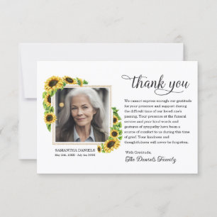 Sunflower Memorial Photo Funeral Thank You Card