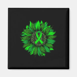 Sunflower Mental Health Awareness Green Ribbon Wom Magnet