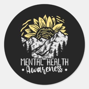 Sunflower Mental Health Awareness Month Classic Round Sticker