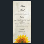 Sunflower menu. Rustic wedding dinner menu card<br><div class="desc">Matching items - https://goo.gl/r6nm2B ♥ You can change colour or size of font: click on the button "Customise" ♥ Suitable for birthday,  anniversary and any other party ♥ Contact me,  please,  if you need additional items.</div>