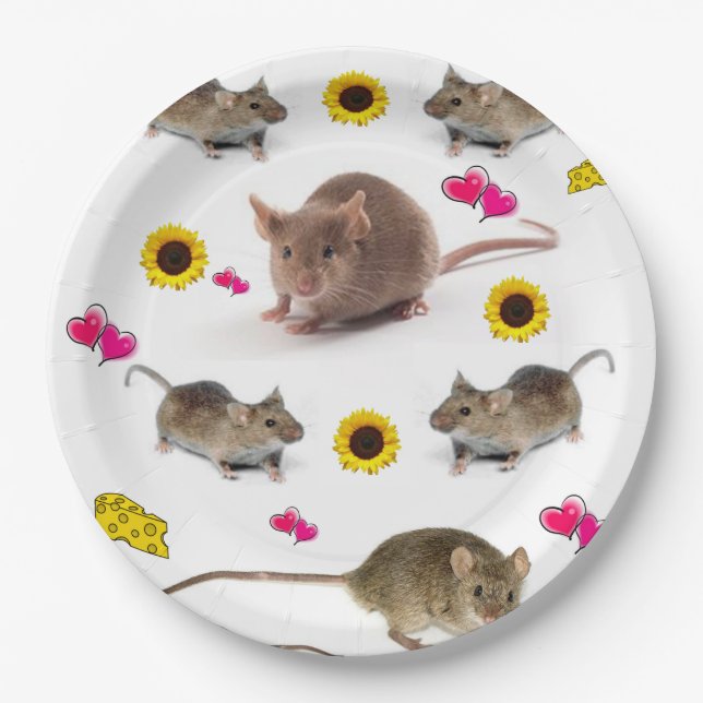 Sunflower Mice Paper Plates (Front)