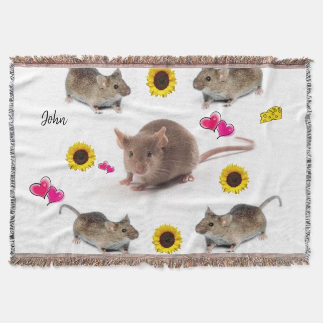 Sunflower Mice Throw Blanket (Front)
