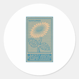 Sunflower Mid Century Modern Matchbook Art Classic Round Sticker