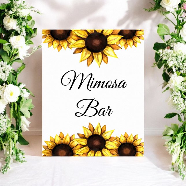 Sunflower Mimosa Bar Yellow White Wedding Floral Poster (Creator Uploaded)