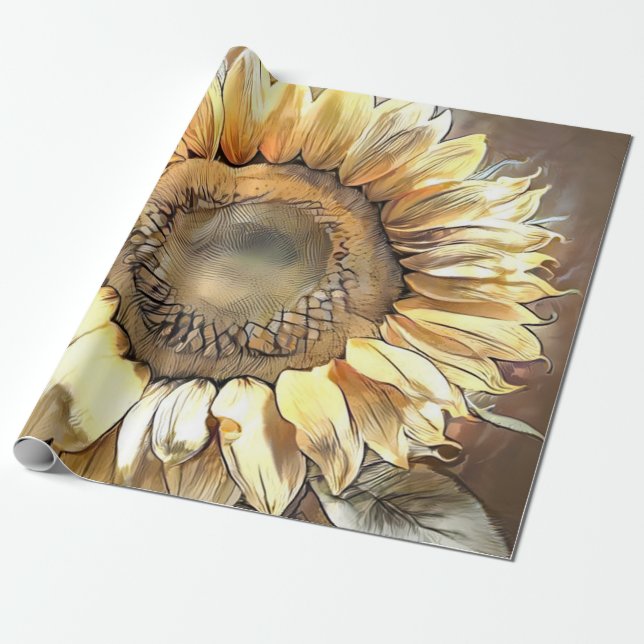 Sunflower Mirror Modern Art Collection Wrapping Paper (Unrolled)