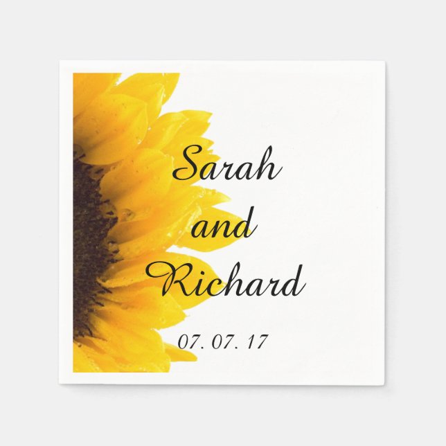 Sunflower Modern Wedding Paper Napkins (Front)