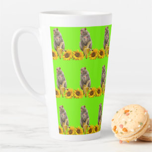 Sunflower Monkey  Floral Latte Mug