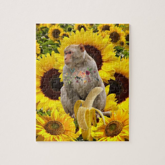 Sunflower Monkey Floral Puzzles (Vertical)