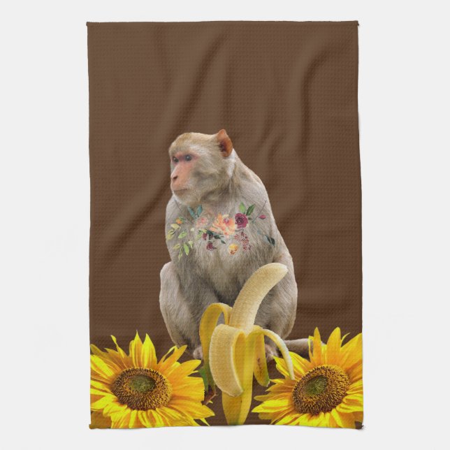 Sunflower Monkey Kitchen Towel (Vertical)