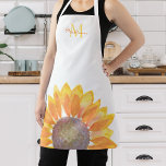 Sunflower Monogram Apron<br><div class="desc">This cheerful apron is decorated with a yellow watercolor sunflower and monogram in stylish typography.
It is easily customisable and makes a great gift for a sunflower lover.
Original Watercolor © Michele Davies.</div>