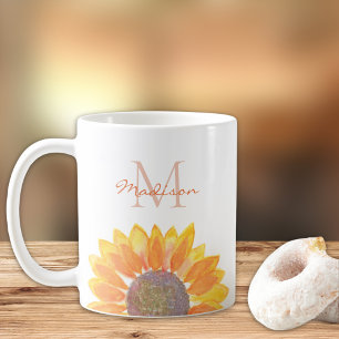 Sunflower Monogram  Coffee Mug