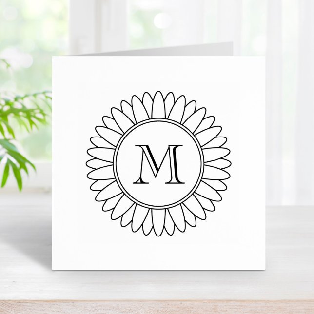 Sunflower Monogram Initial Rubber Stamp (Creator Uploaded)