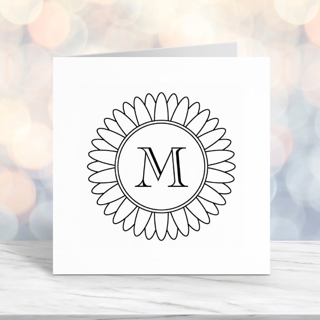 Sunflower Monogram Initial Self-inking Stamp (Creator Uploaded)
