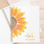 Sunflower Monogram Meal Planner<br><div class="desc">This botanical meal planner is decorated with a yellow watercolor sunflower and monogram in stylish typography.
It is easily customisable and a great kitchen gift for a sunflower lover.
Original Watercolor © Michele Davies.</div>