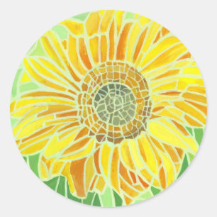 Sunflower Mosaic Design Classic Round Sticker