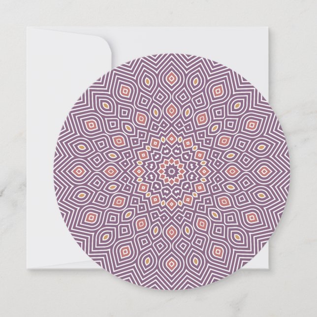 Sunflower Mosaic Round Note Card in Violet (Front)