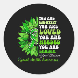 Sunflower Motivational Mental Health Awareness Classic Round Sticker