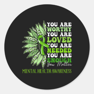 Sunflower Motivational Mental Health Awareness Men Classic Round Sticker