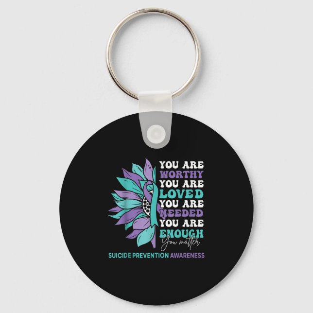 Sunflower Motivational Suprt Suicide Prevention Aw Key Ring (Front)