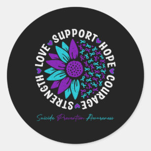 Sunflower Motivational Words Suicide Prevention Aw Classic Round Sticker