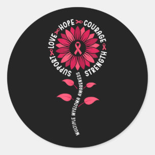 Sunflower Multiple Myeloma Awareness Burgundy Classic Round Sticker