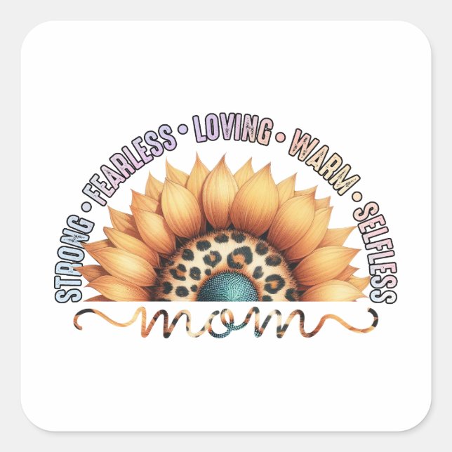 Sunflower Mum Square Sticker (Front)