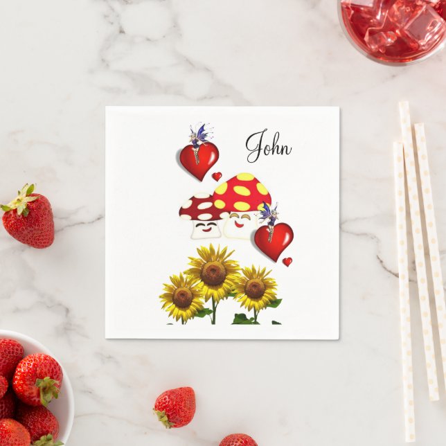 Sunflower Mushroom Paper Napkins (Insitu)