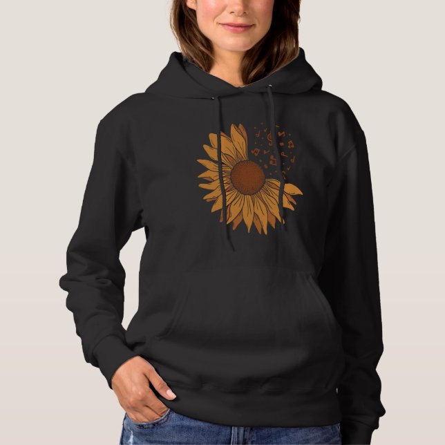 Sunflower Music Note  Cute Sun Flower   Teacher Hoodie (Front)