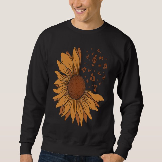 Sunflower Music Note  Cute Sun Flower   Teacher Sweatshirt (Front)