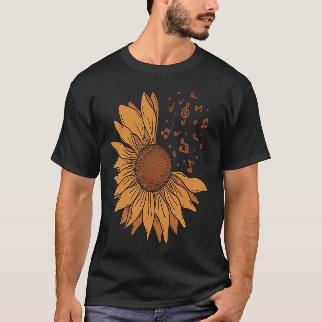 Sunflower Music Note  Cute Sun Flower   Teacher T-Shirt (Front)