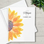 Sunflower Name Monogram 2024  Planner<br><div class="desc">This floral planner is decorated with a yellow watercolor sunflower.
Easily customisable with your monogram,  name,  and year. 
Original Watercolor © Michele Davies.</div>