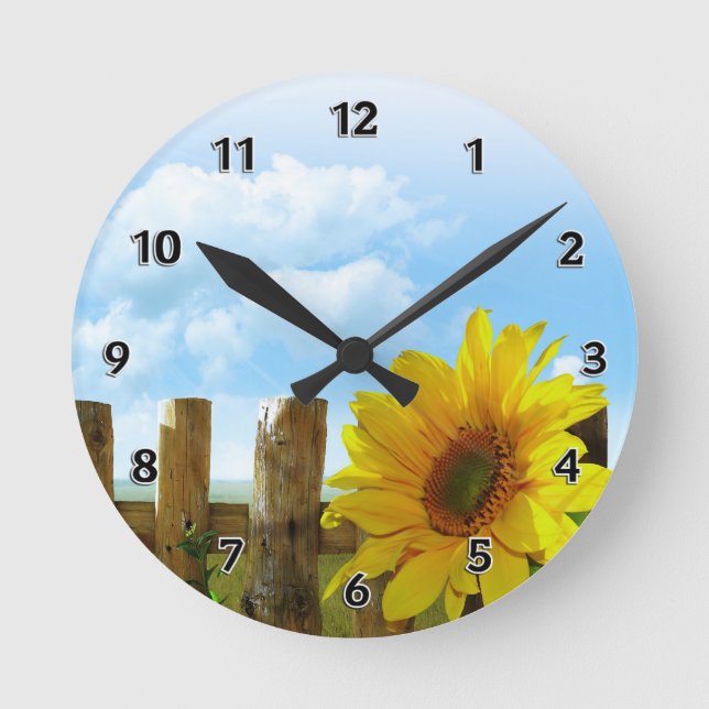 Sunflower Nature Beauty Round Clock (Front)