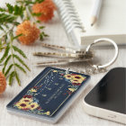 Sunflower Navy Blue Burgundy Wood Floral Photo