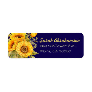 Sunflower Navy Blue Return Address Labels