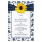 Sunflower Navy Blue White Damask Wedding Menu Card