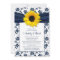 Sunflower Navy Damask Bridal Shower Invitation
