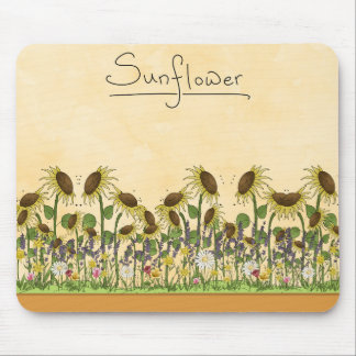 Sunflower Neutral Earth Tone Garden Yellow Country Mouse Pad