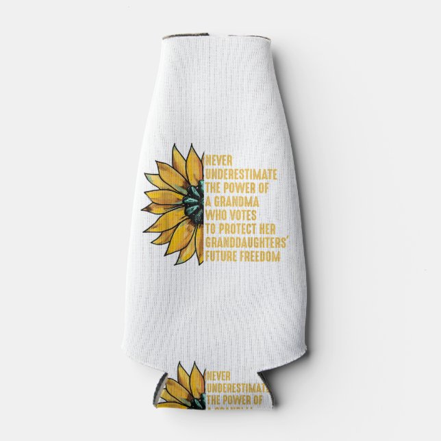 Sunflower Never Underestimate The Power Of Grandma Bottle Cooler (Front)