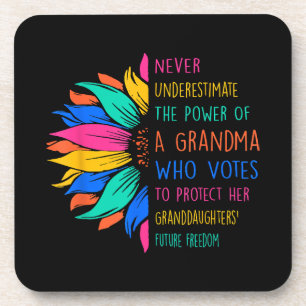 Sunflower Never Underestimate The Power Of Grandma Coaster