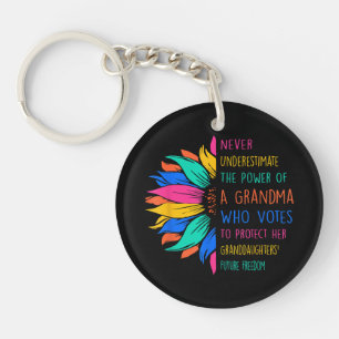 Sunflower Never Underestimate The Power Of Grandma Key Ring