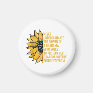 Sunflower Never Underestimate The Power Of Grandma Magnet