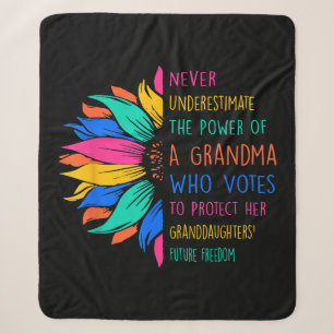 Sunflower Never Underestimate The Power Of Grandma Sherpa Blanket