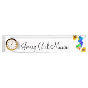 Sunflower New Jersey Counties Map Desk Nameplate