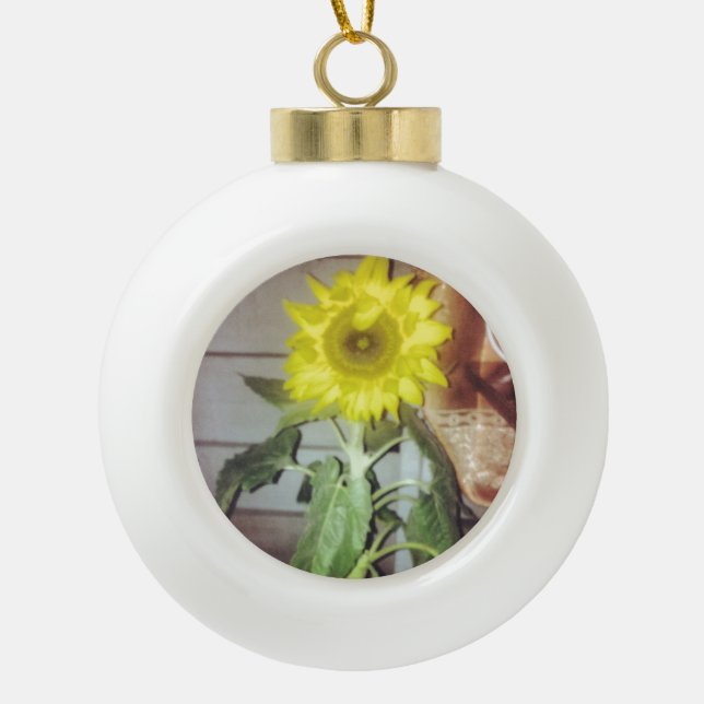 sunflower nine in the afternoon ceramic ball christmas ornament (Front)
