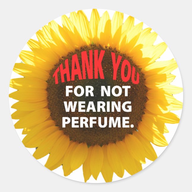 Sunflower No Perfume Classic Round Sticker (Front)